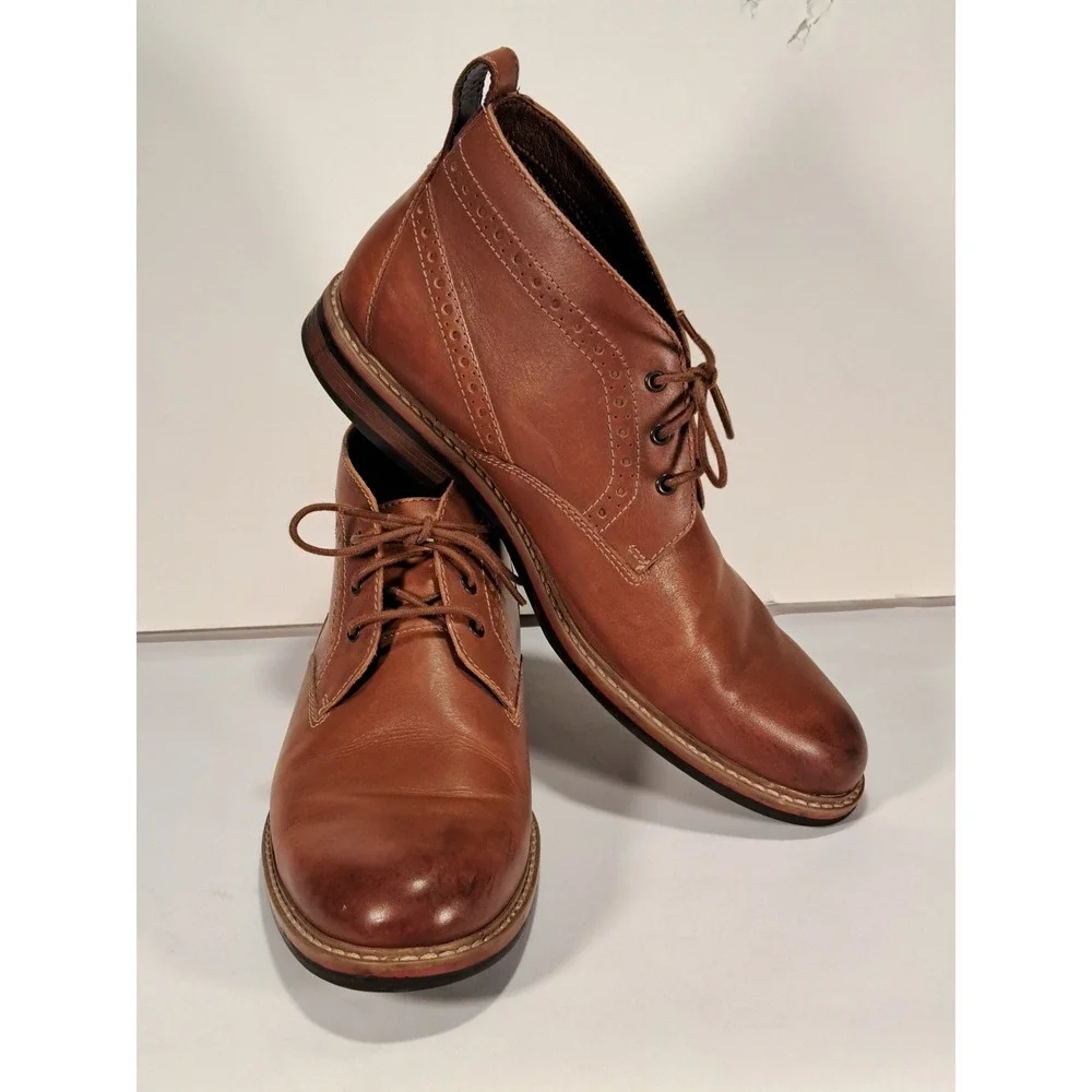 Bostonian Mens Brown Leather Wingtip Brogue Chukka‎ Boots 26119393 Size 12 M